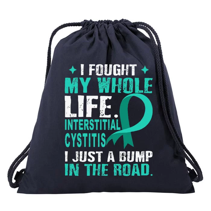 Interstitial Cystitis Awareness Teal Ribbon Support Family Drawstring Bag