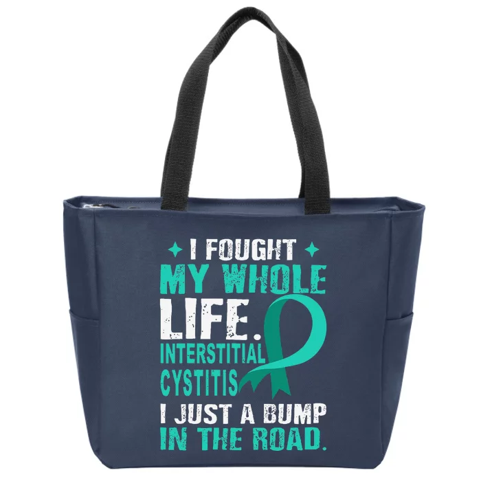 Interstitial Cystitis Awareness Teal Ribbon Support Family Zip Tote Bag