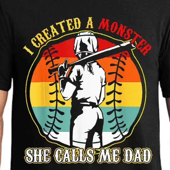 I Created A Monster She Call Me Dad Softball Baseball Lover Pajama Set