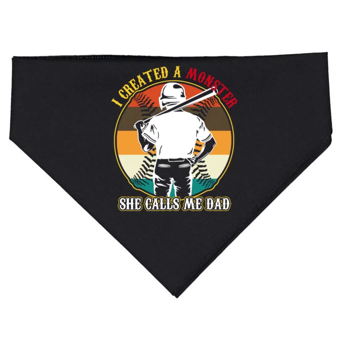 I Created A Monster She Calls Me Dad Funny Baseball USA-Made Doggie Bandana