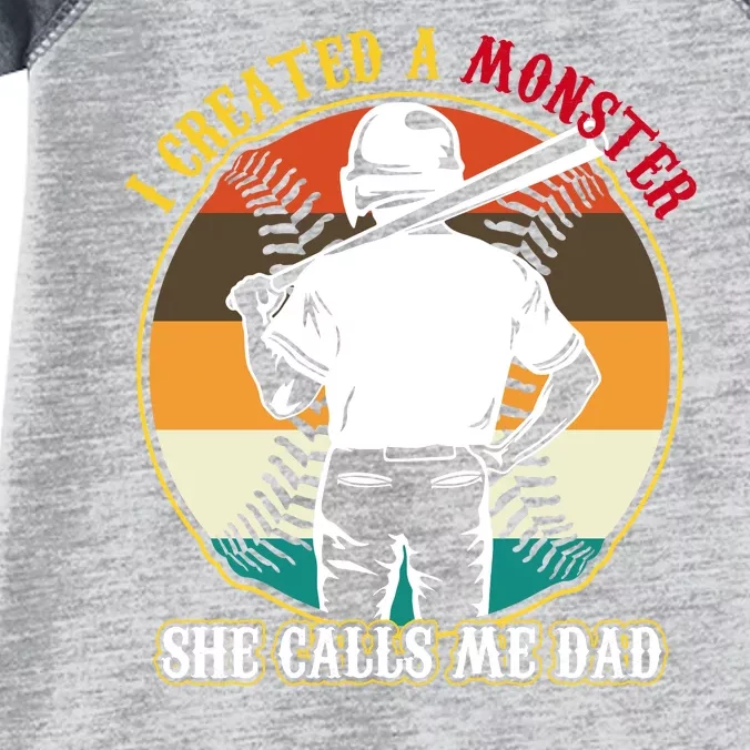 I Created A Monster She Calls Me Dad Funny Baseball Infant Baby Jersey Bodysuit