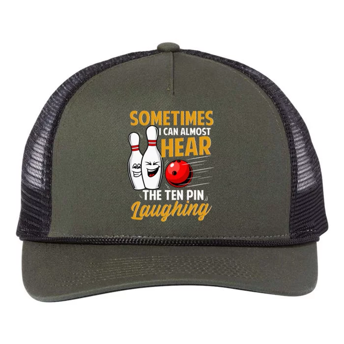 I Can Almost Hear The Ten Pin Laughing Bowling Team Bowler Retro Rope Trucker Hat Cap