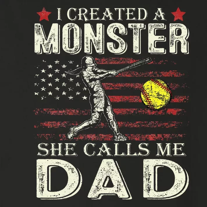 I Created A Monster She Calls Me Dad Softball FatherS Day Toddler Long Sleeve Shirt