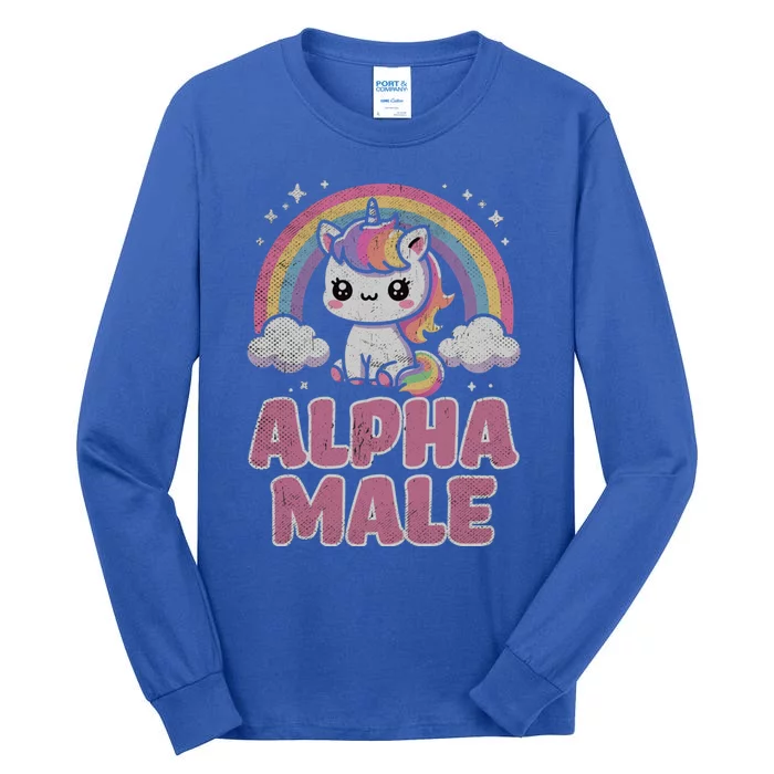 Ironic Cute Alpha Male Unicorn Funny Sarcastic Humor Gift Tall Long Sleeve T-Shirt