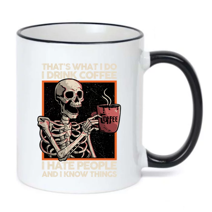 I Coffee And I Know Things Funny Skeleton Halloween Gift Black Color Changing Mug