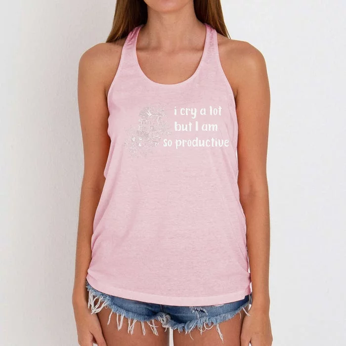 I Cry A Lot But I Am So Productive Country Music Fan Lover Women's Knotted Racerback Tank