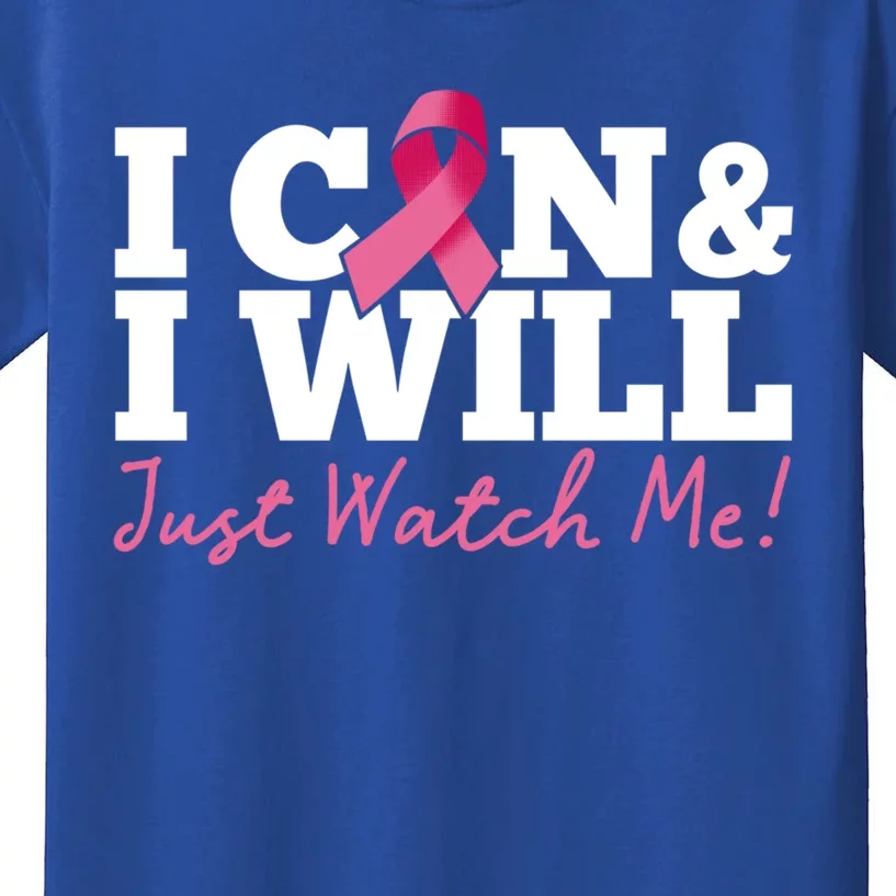 I Can And I Will Beat Breast Cancer Warrior Just Watch Me Gift Kids T-Shirt