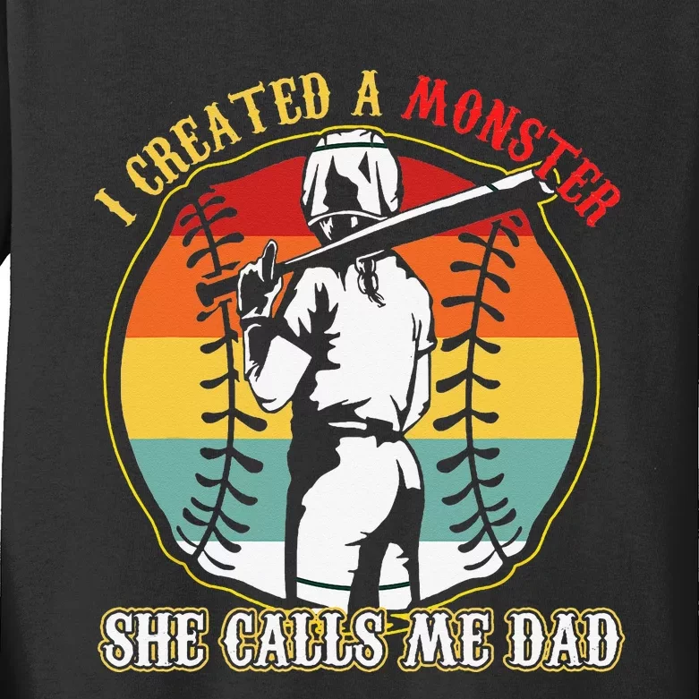 I Created A Monster She Call Me Dad Kids Long Sleeve Shirt