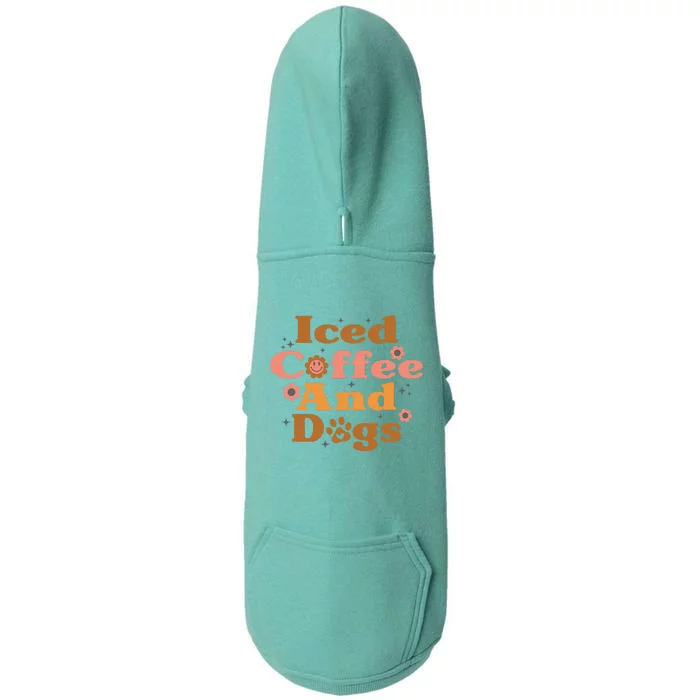 Iced Coffee And Dogs Caffeine Drinker Puppy Lover Groovy Doggie 3-End Fleece Hoodie