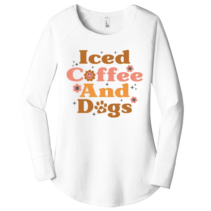 Iced Coffee And Dogs Caffeine Drinker Puppy Lover Groovy Women's Perfect Tri Tunic Long Sleeve Shirt