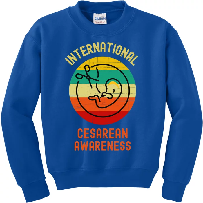 International Cesarean Awareness Month Gift C Section Support Great Gift Kids Sweatshirt