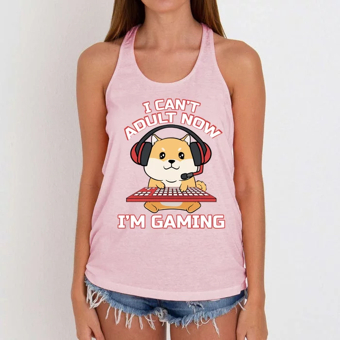 I Can´t Adult Now I´am Gaming Gaming Games Assertion Gamer Gift Women's Knotted Racerback Tank