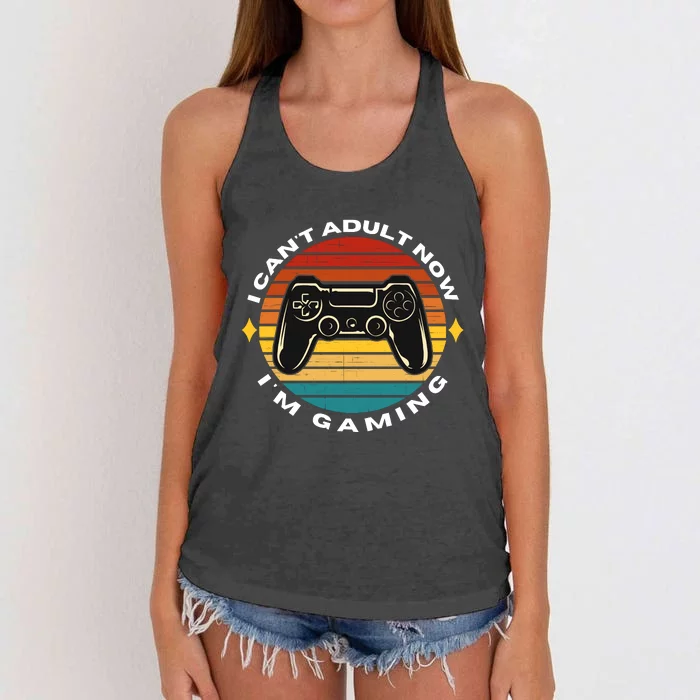 I Can't Adult Now I'm Gaming, Gaming, Funny Gamer, Gaming Women's Knotted Racerback Tank