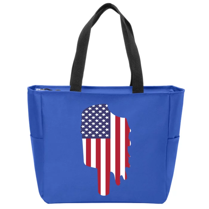 Ice Cream American Flag Popsicle Us Independence Gift Zip Tote Bag