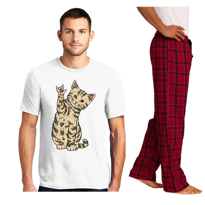 ILY Cat ASL Hand Gesture Deaf Hearing Loss Awareness Pajama Set