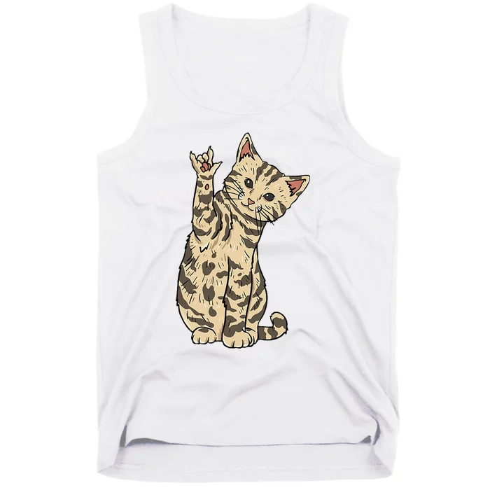 ILY Cat ASL Hand Gesture Deaf Hearing Loss Awareness Tank Top