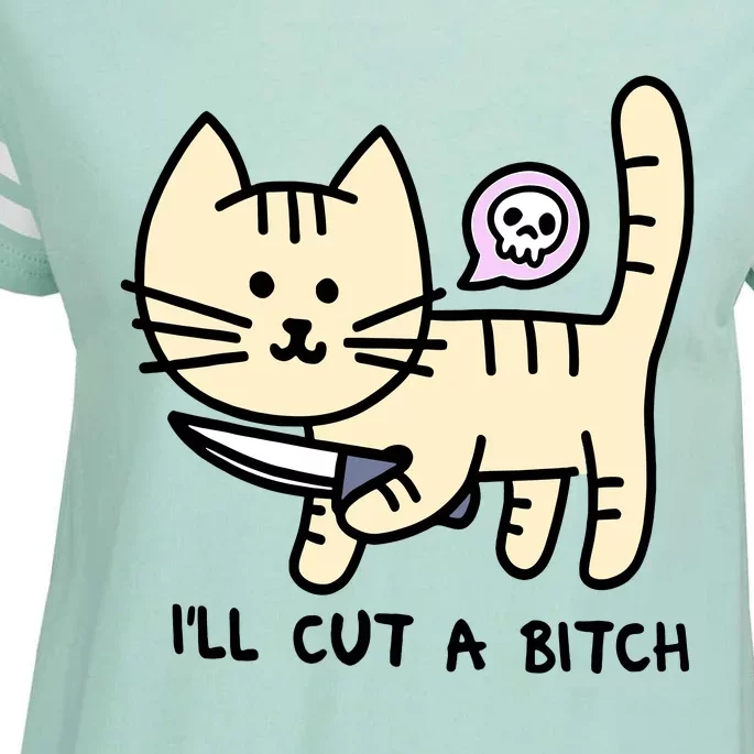 ILl Cut A Bitch Funny Cat Enza Ladies Jersey Football T-Shirt