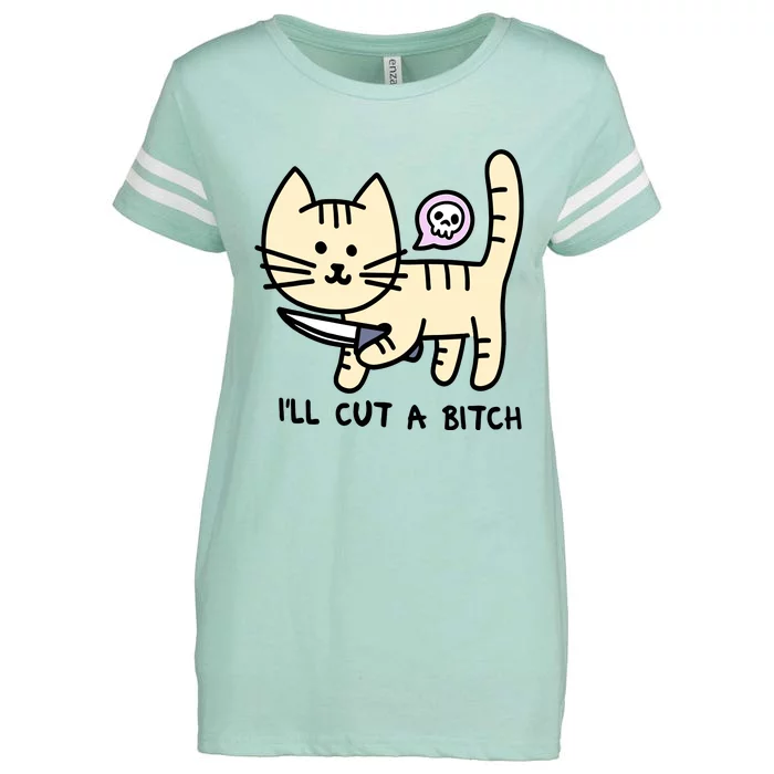 ILl Cut A Bitch Funny Cat Enza Ladies Jersey Football T-Shirt