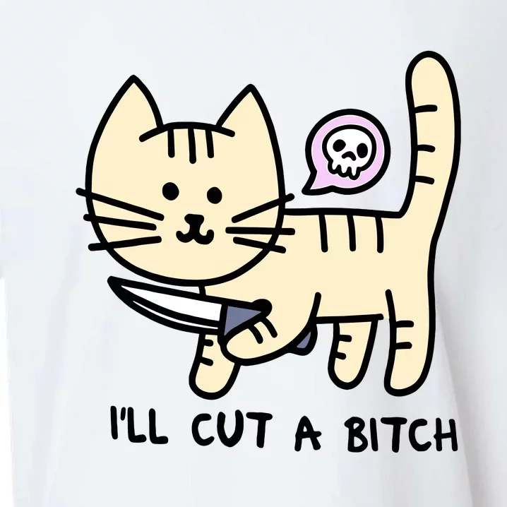 ILl Cut A Bitch Funny Cat Sueded Cloud Jersey T-Shirt