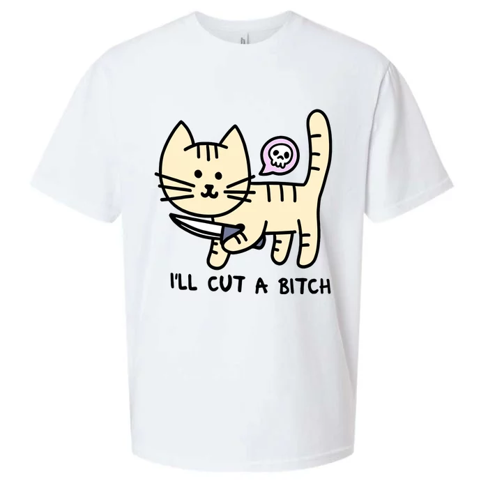 ILl Cut A Bitch Funny Cat Sueded Cloud Jersey T-Shirt