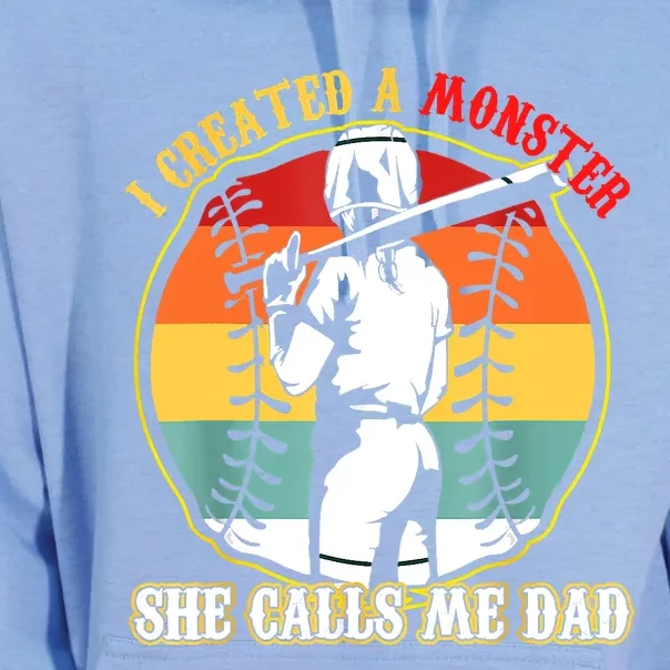 I Created A Monster She Call Me Dad Softball Baseball Lover Unisex Surf Hoodie