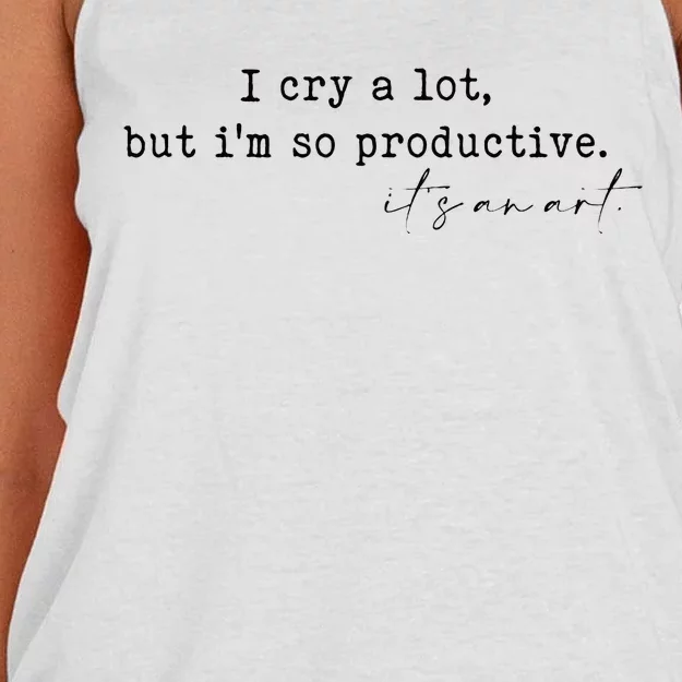 I Cry A Lot But I Am So Productive Women's Knotted Racerback Tank