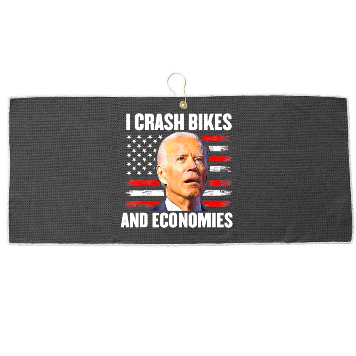 I Crash Bikes And Economies Joe Biden Falling Off Bike Large Microfiber Waffle Golf Towel