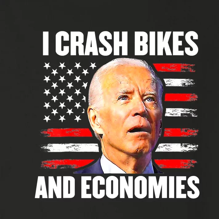 I Crash Bikes And Economies Joe Biden Falling Off Bike Toddler Long Sleeve Shirt