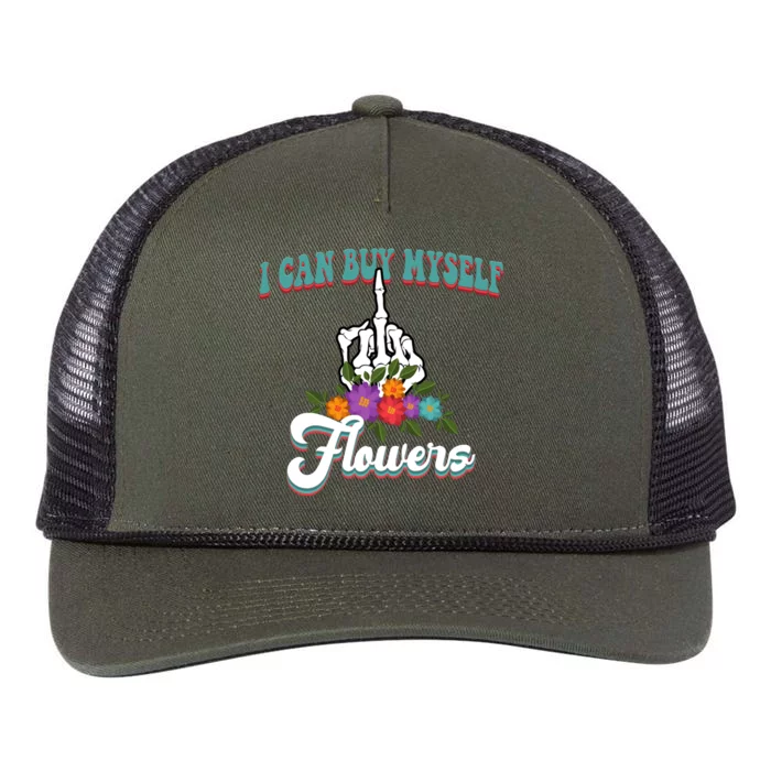 I Can Buy Myself Flowers Middle Finger Floral Retro Rope Trucker Hat Cap