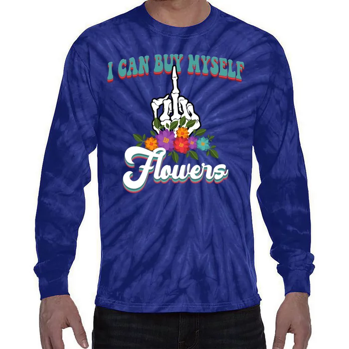 I Can Buy Myself Flowers Middle Finger Floral Tie-Dye Long Sleeve Shirt