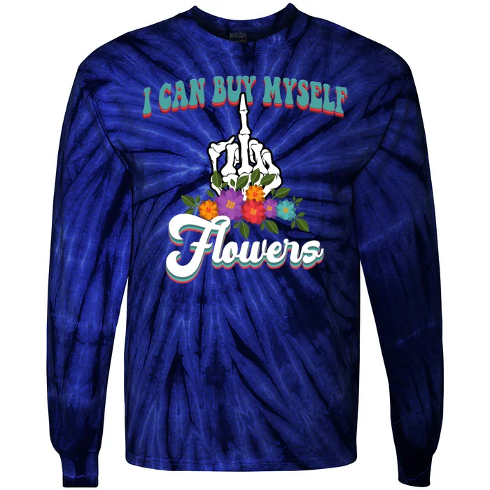 I Can Buy Myself Flowers Middle Finger Floral Tie-Dye Long Sleeve Shirt