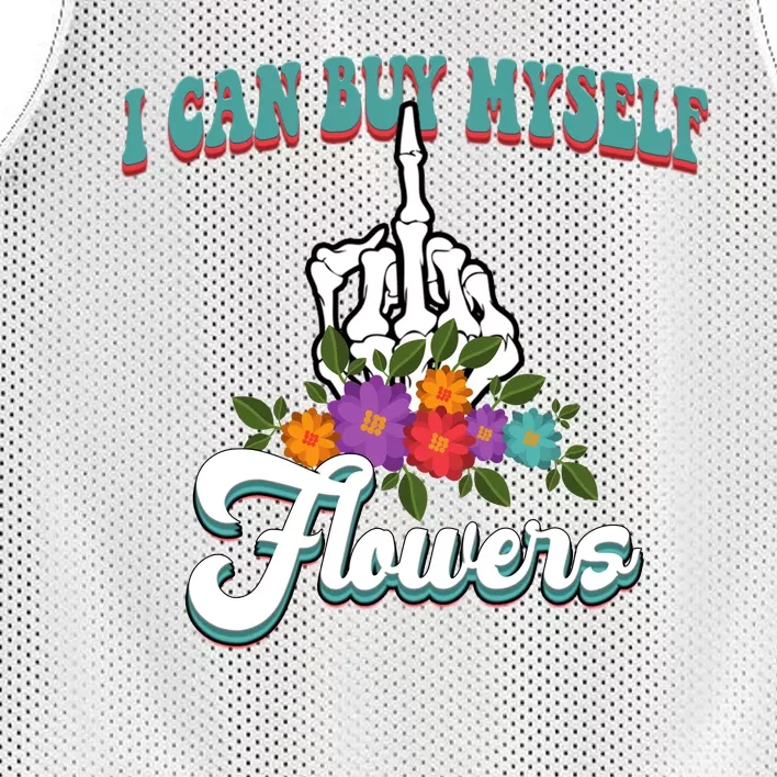 I Can Buy Myself Flowers Middle Finger Floral Mesh Reversible Basketball Jersey Tank