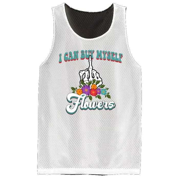 I Can Buy Myself Flowers Middle Finger Floral Mesh Reversible Basketball Jersey Tank