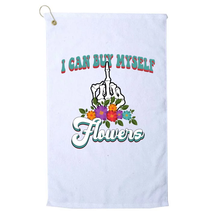 I Can Buy Myself Flowers Middle Finger Floral Platinum Collection Golf Towel