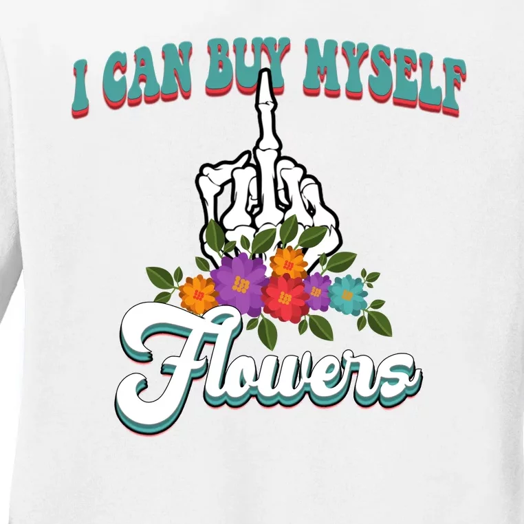 I Can Buy Myself Flowers Middle Finger Floral Ladies Long Sleeve Shirt