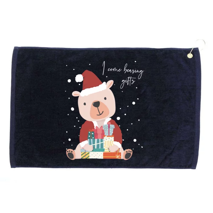 I Come Bearing Funny Gift Funny Christmas Santa Claus Polar Bear Funny Gift Grommeted Golf Towel