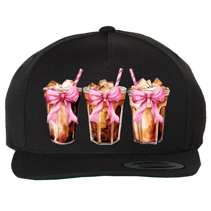 Iced Coffee Bow Wool Snapback Cap