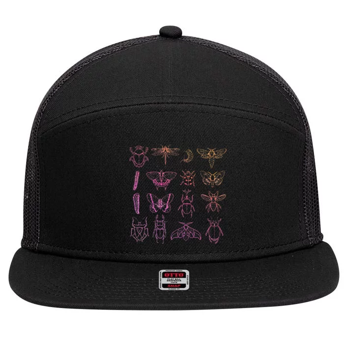 Insect Collector Bugs Entomology Bugs Beetle Biology Bug 7 Panel Mesh Trucker Snapback Hat