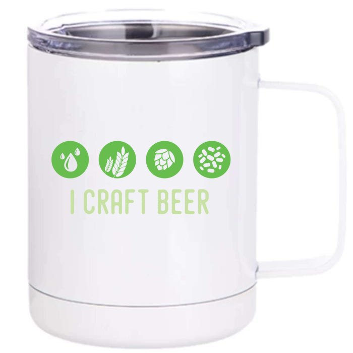 I Craft Beer Water Barley Malt Hops Yeast Brewer Ipa Gift Front & Back 12oz Stainless Steel Tumbler Cup