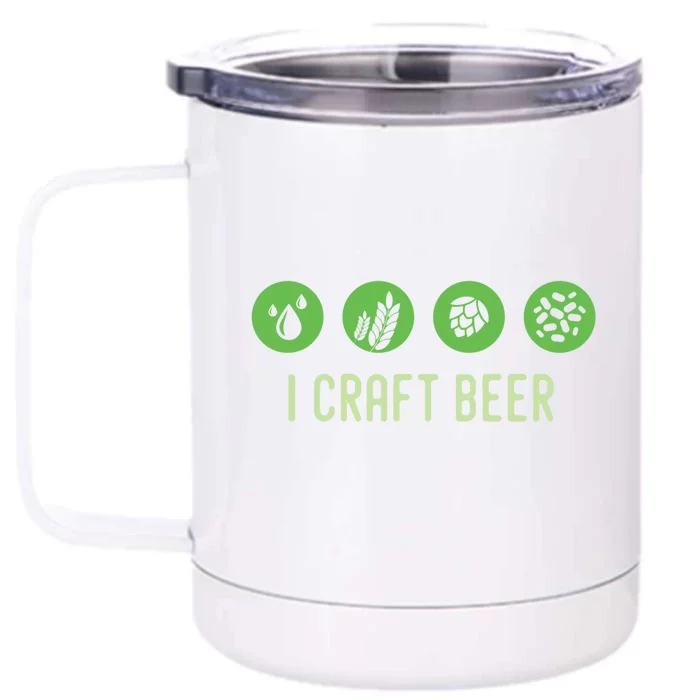 I Craft Beer Water Barley Malt Hops Yeast Brewer Ipa Gift Front & Back 12oz Stainless Steel Tumbler Cup