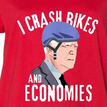 I Crash Bikes And Economies Joe Biden Falling Off Bike Women's Plus Size T-Shirt