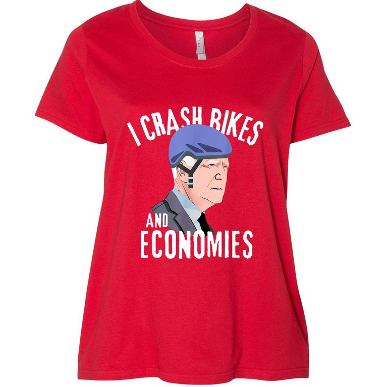I Crash Bikes And Economies Joe Biden Falling Off Bike Women's Plus Size T-Shirt