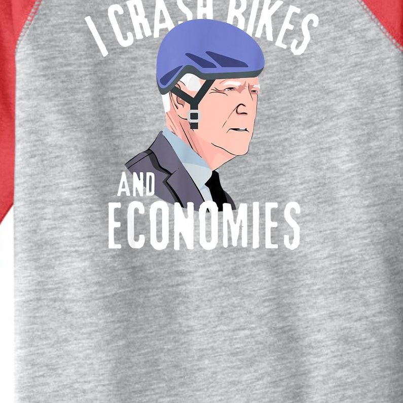 I Crash Bikes And Economies Joe Biden Falling Off Bike Toddler Fine Jersey T-Shirt