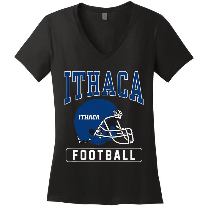 Ithaca College Bombers Football Helmet Women's V-Neck T-Shirt