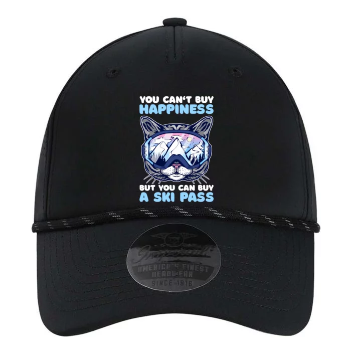 I Can't Buy Happiness But You Can Buy A Ski Pass With A Cat Gift Performance The Dyno Cap