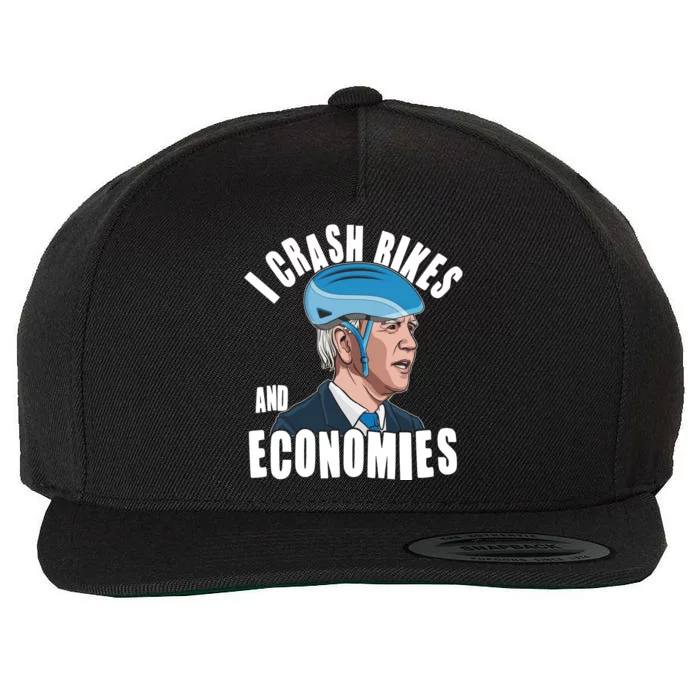 I Crash Bikes And Economies Anti Biden Wool Snapback Cap