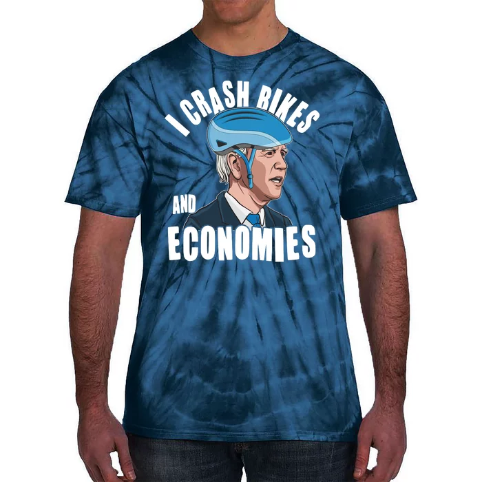 I Crash Bikes And Economies Anti Biden Tie-Dye T-Shirt