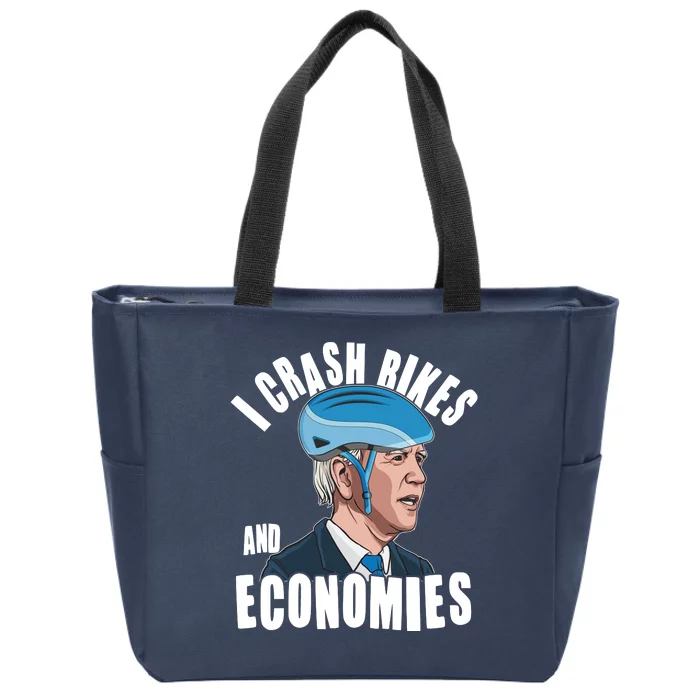 I Crash Bikes And Economies Anti Biden Zip Tote Bag