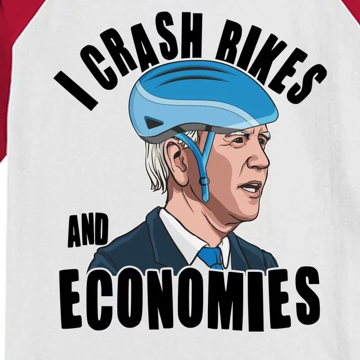 I Crash Bikes And Economies Anti Biden Kids Colorblock Raglan Jersey