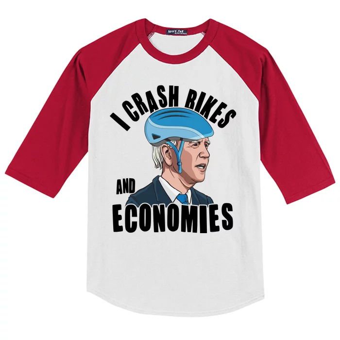 I Crash Bikes And Economies Anti Biden Kids Colorblock Raglan Jersey